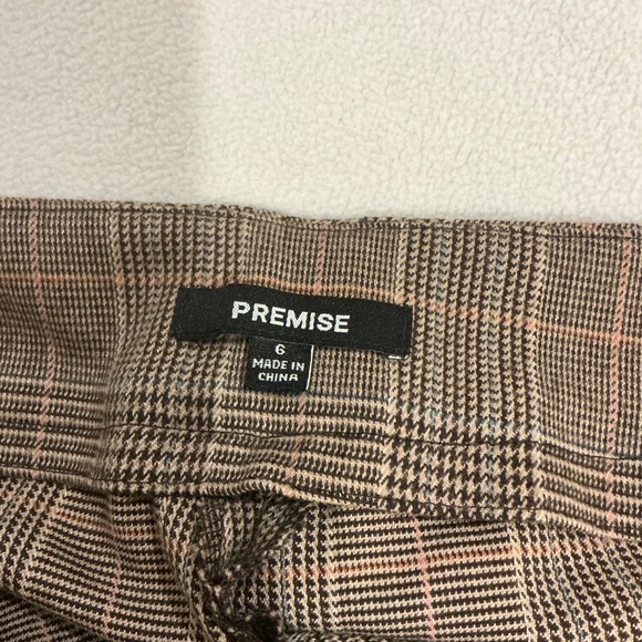 Premise Houndstooth Size 6 Brown side zipper pants straight leg - Picture 3 of 6